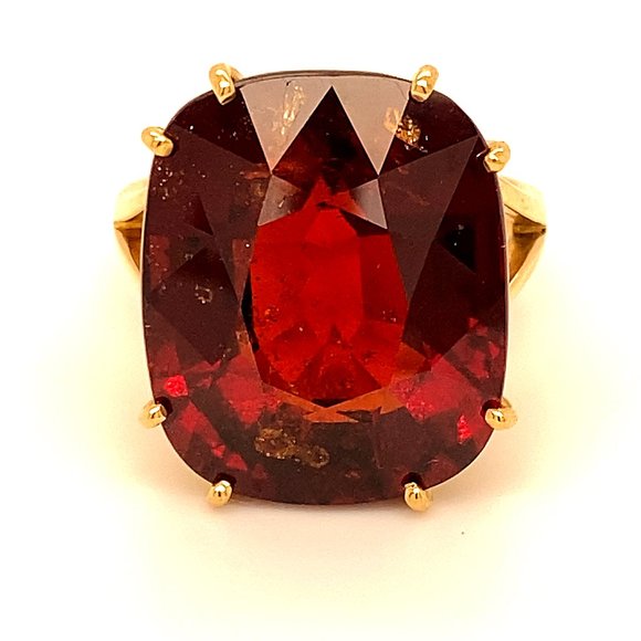 Pyrope 27.68ct Solid 18K Yellow Gold Ring - Picture 1 of 6